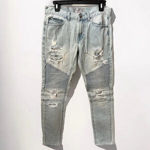 Bullhead Denim Stacked Skinny Distressed Moto Jeans Mens Size 28